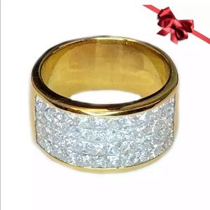 48 Princess Cut Diamonds 14K Gold Ring 2.00 CT